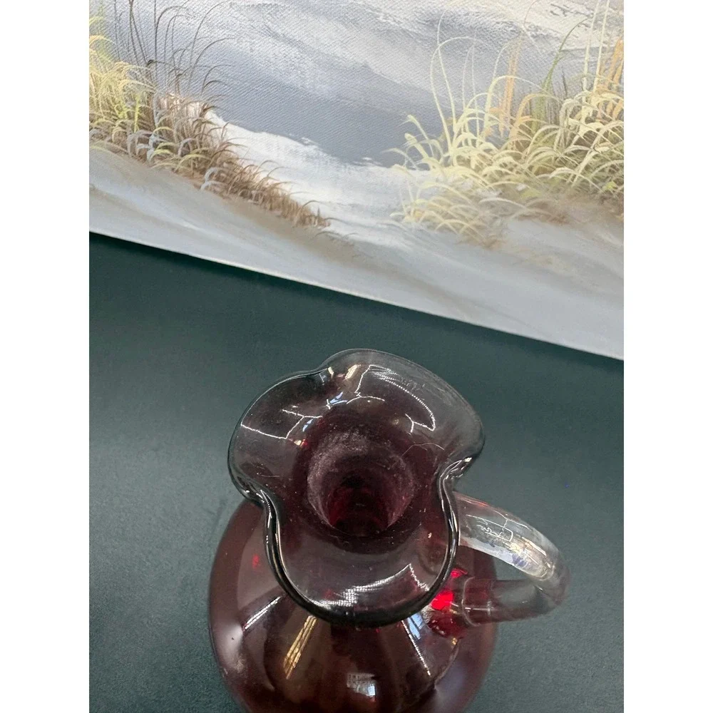 Vintage Czech Glass Ruby Flashed Cruet cut to Clear Grape Motifs